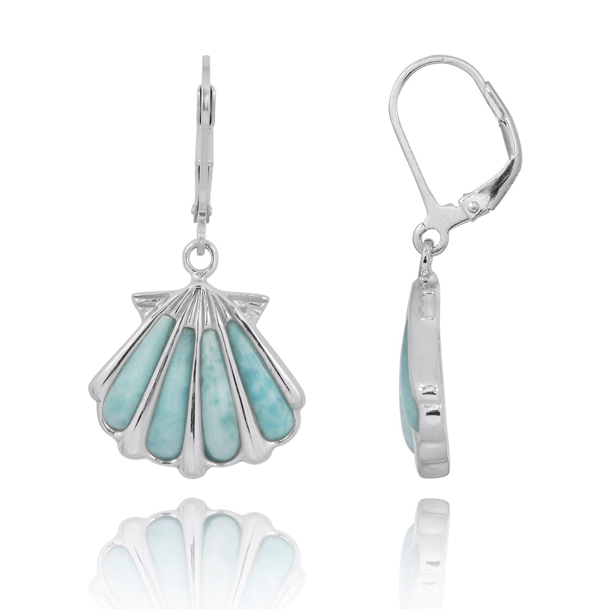 Seashell Earrings with Larimar