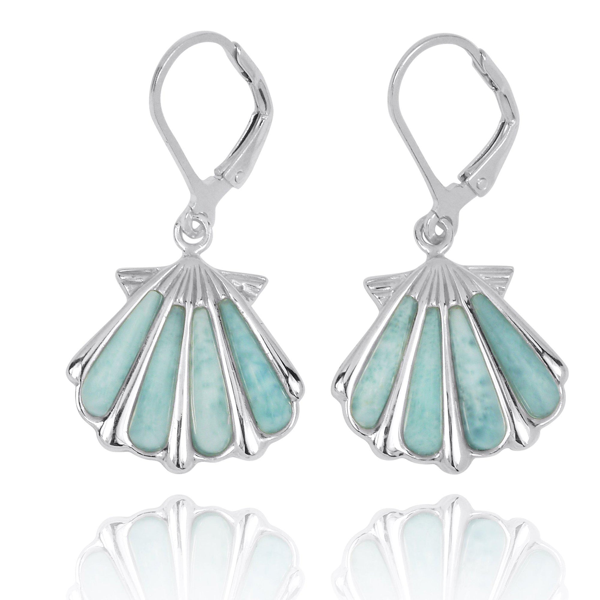 Seashell Earrings with Larimar