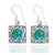 Sterling Silver Square French Wire Earrings with Round Compressed Turquoise