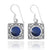 Sterling Silver Square French Wire Earrings with Round Lapis