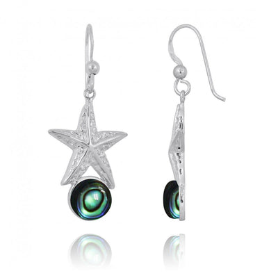 Starfish Earrings with Round Abalone Shell