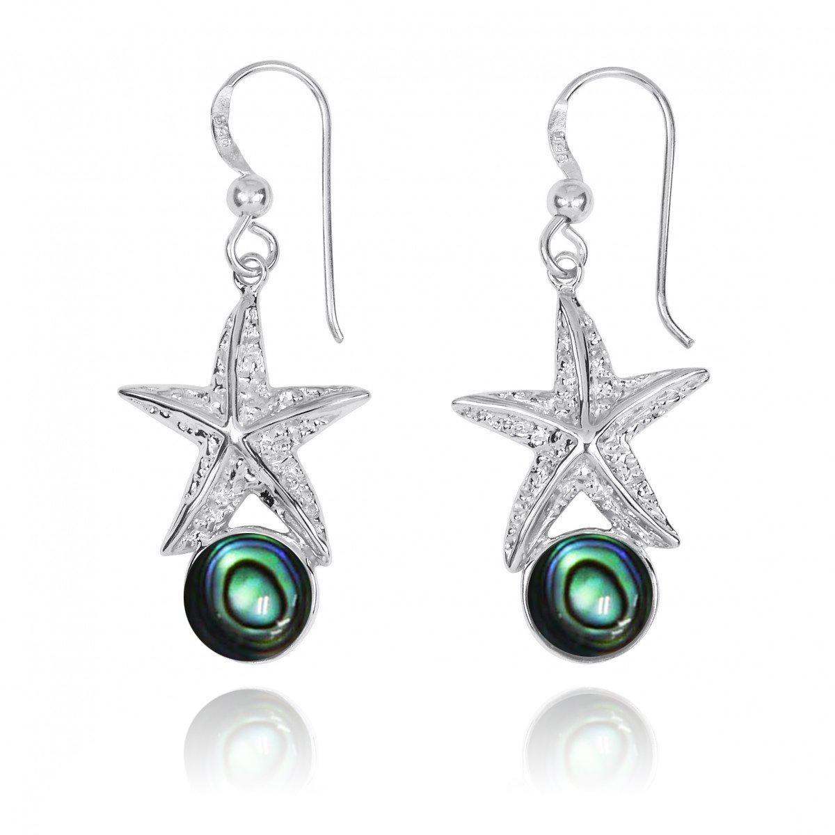 Starfish Earrings with Round Abalone Shell