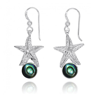 Starfish Earrings with Round Abalone Shell