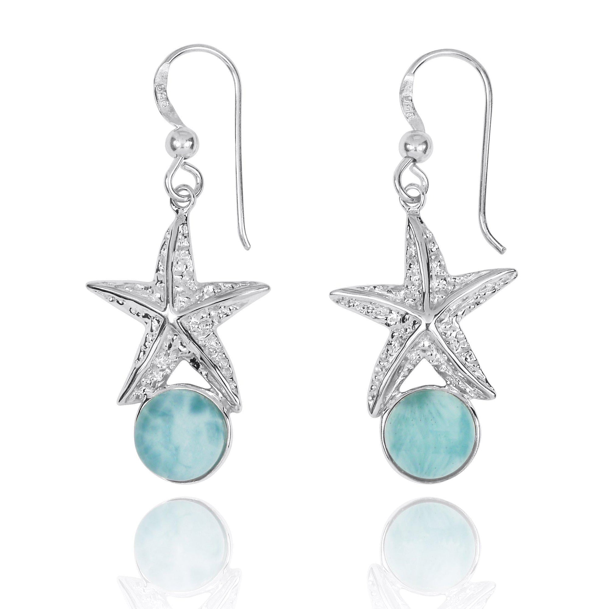 Caribbean Larimar Starfish Earrings - Miami