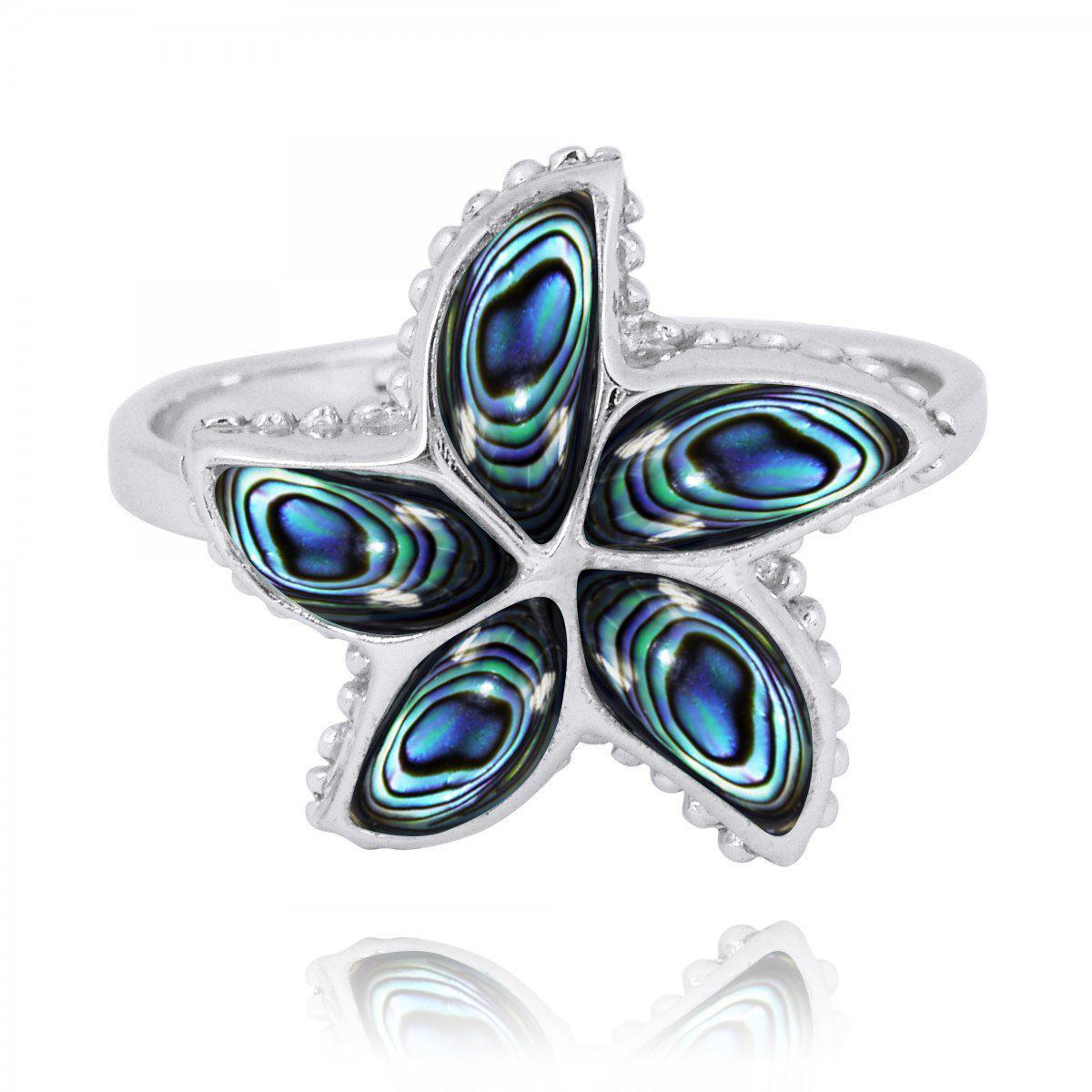 Sterling Silver Starfish Ring with Abalone Shell