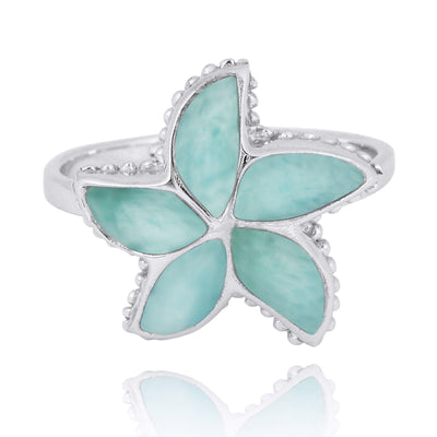 Sterling Silver Starfish Ring with Larimar