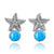Starfish Earrings with Round Blue Opal