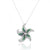 Sterling Silver Starfish with Abalone Shell and CZ Pendant Necklace