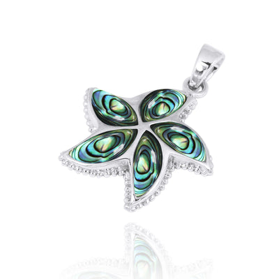 Sterling Silver Starfish with Abalone Shell Pendant Necklace