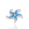 Sterling Silver Starfish with Blue Opal and CZ Pendant Necklace