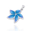 Sterling Silver Starfish with Blue Opal Pendant Necklace