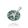 Sterling Silver Starfish with Crystal and Abalone Shell Pendant Necklace