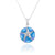 Sterling Silver Starfish with Crystal and Blue Opal Pendant Necklace
