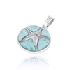 Sterling Silver Starfish Pendant Necklace with Crystal and Larimar