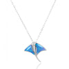 Sterling Silver Stingray Pendant Necklace with Blue Opal