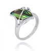 Sterling Silver Stingray Ring with Abalone Shell and Black Spinel