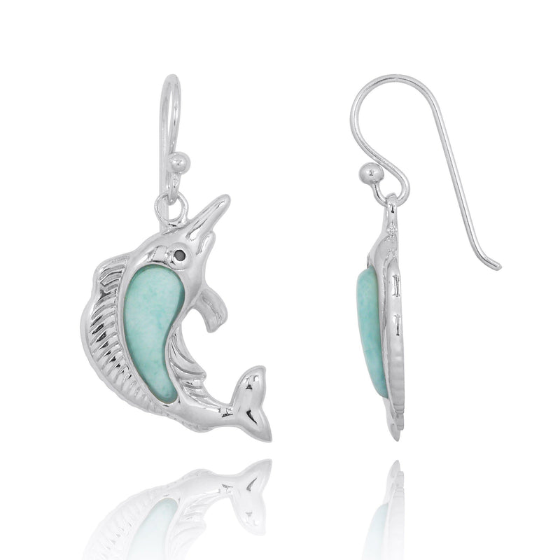 Caribbean Larimar Swordfish Earrings - Miami