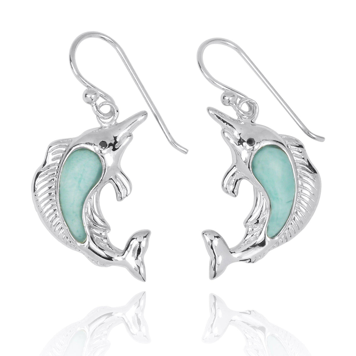 Caribbean Larimar Swordfish Earrings - Miami