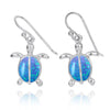 Sterling Silver Turtle Earrings with 2 Blue Opal Stones