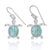 Sterling Silver Turtle French Wire Earrings with 2 Larimar Stones