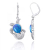 Sea Turtle Earrings with Blue Opal