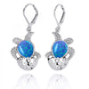 Sea Turtle Earrings with Blue Opal