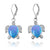 Sterling Silver Turtle Lever Back Earrings with Blue Opal