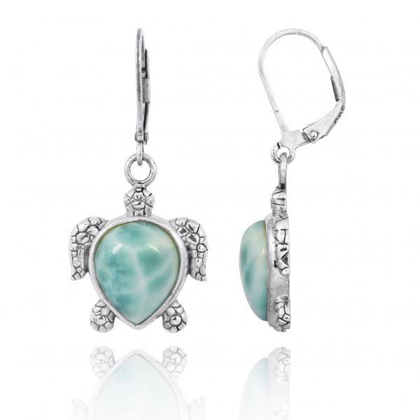 Caribbean Larimar Turtle Earrings - Miami
