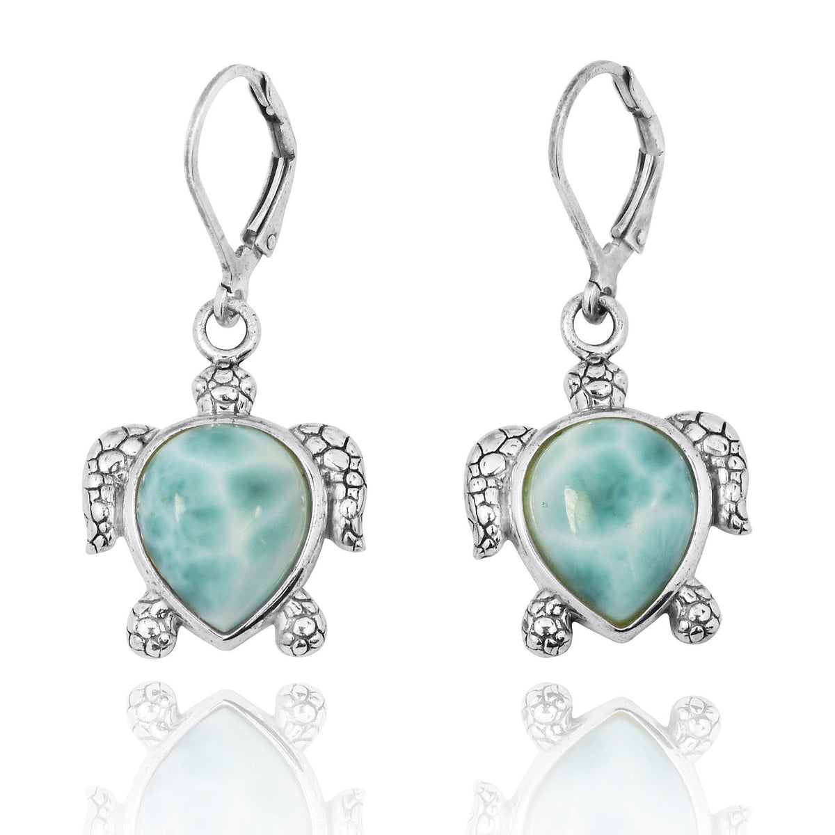 Turtle Earrings with Larimar