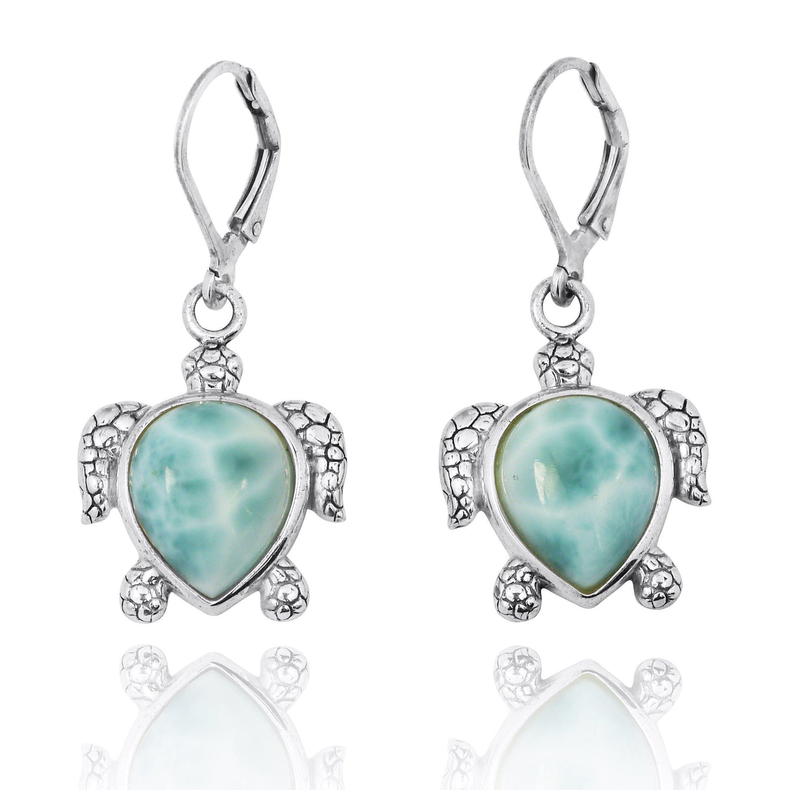 Turtle Earrings with Larimar