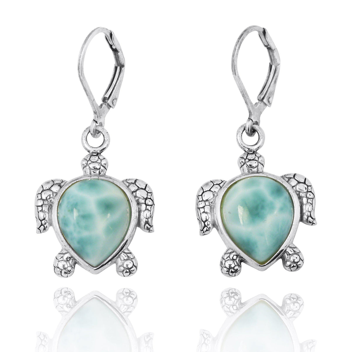 Caribbean Larimar Turtle Earrings - Miami