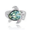 Sterling Silver Turtle Ring with 2 Abalone Shell Stones