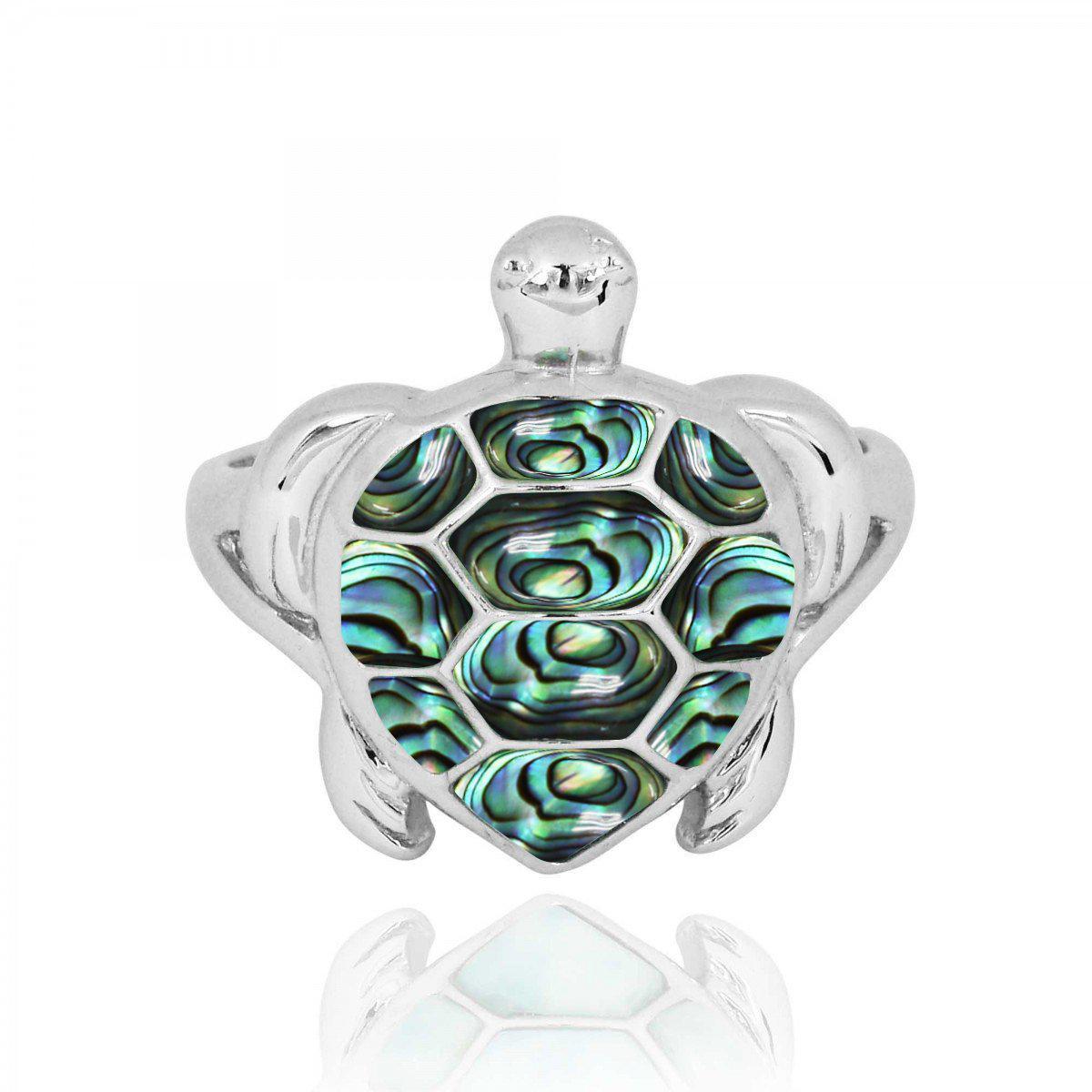 Sterling Silver Turtle Ring with Abalone Shell