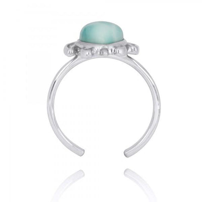 Sterling Silver Turtle Ring with Larimar
