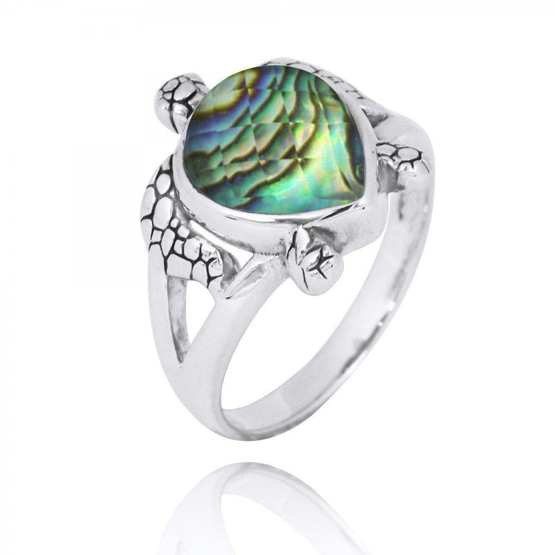 Turtle Ring with Teardrop Abalone Shell