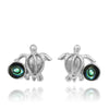 Sterling Silver Turtle Stud Earrings with Round Abalone Shell