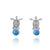 Sterling Silver Turtle Stud Earrings with Round Blue Opal