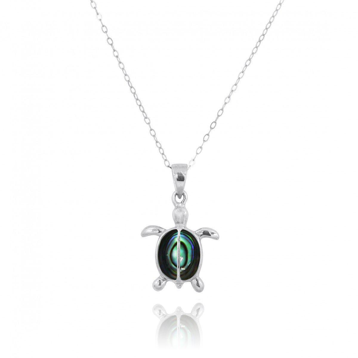 Sea Turtle Pendant Necklace with Abalone Shell