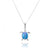 Sterling Silver Turtle with 2 Blue Opal Stones Pendant Necklace
