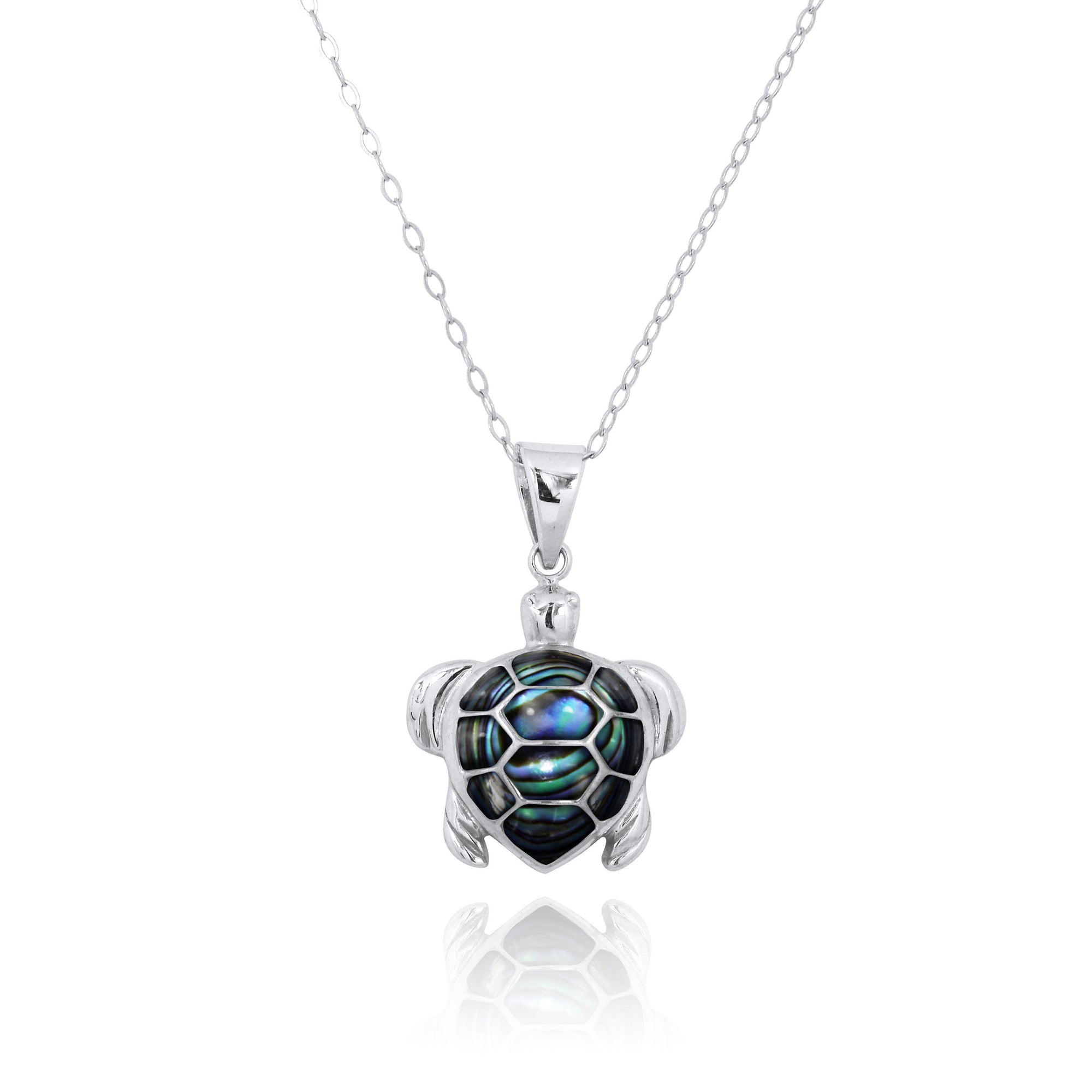Turtle Pendant Necklace with Abalone Shell