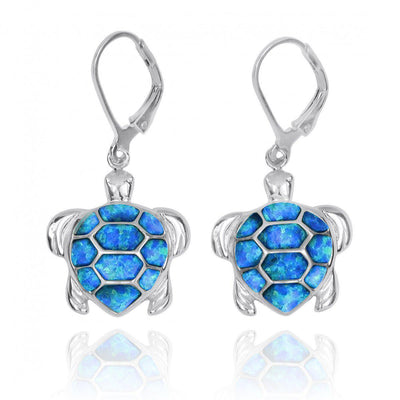 Sea Turtle Earrings with Blue Opal - Miami