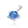 Sterling Silver Turtle with Blue Opal Pendant Necklace