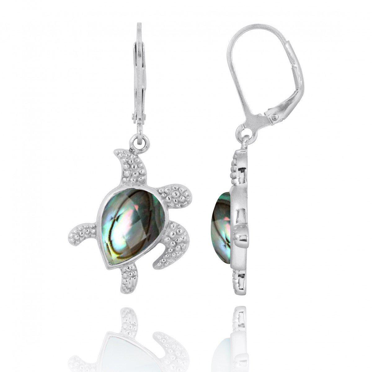 Turtle Earrings with Abalone Shell