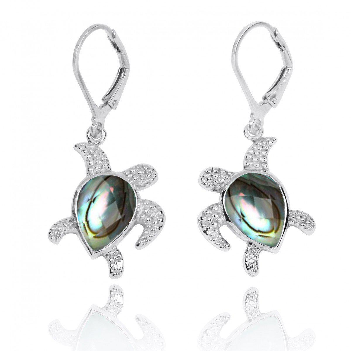 Turtle Earrings with Abalone Shell