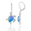 Sea Turtle Earrings with Teardrop Blue Opal