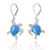 Sea Turtle Earrings with Teardrop Blue Opal