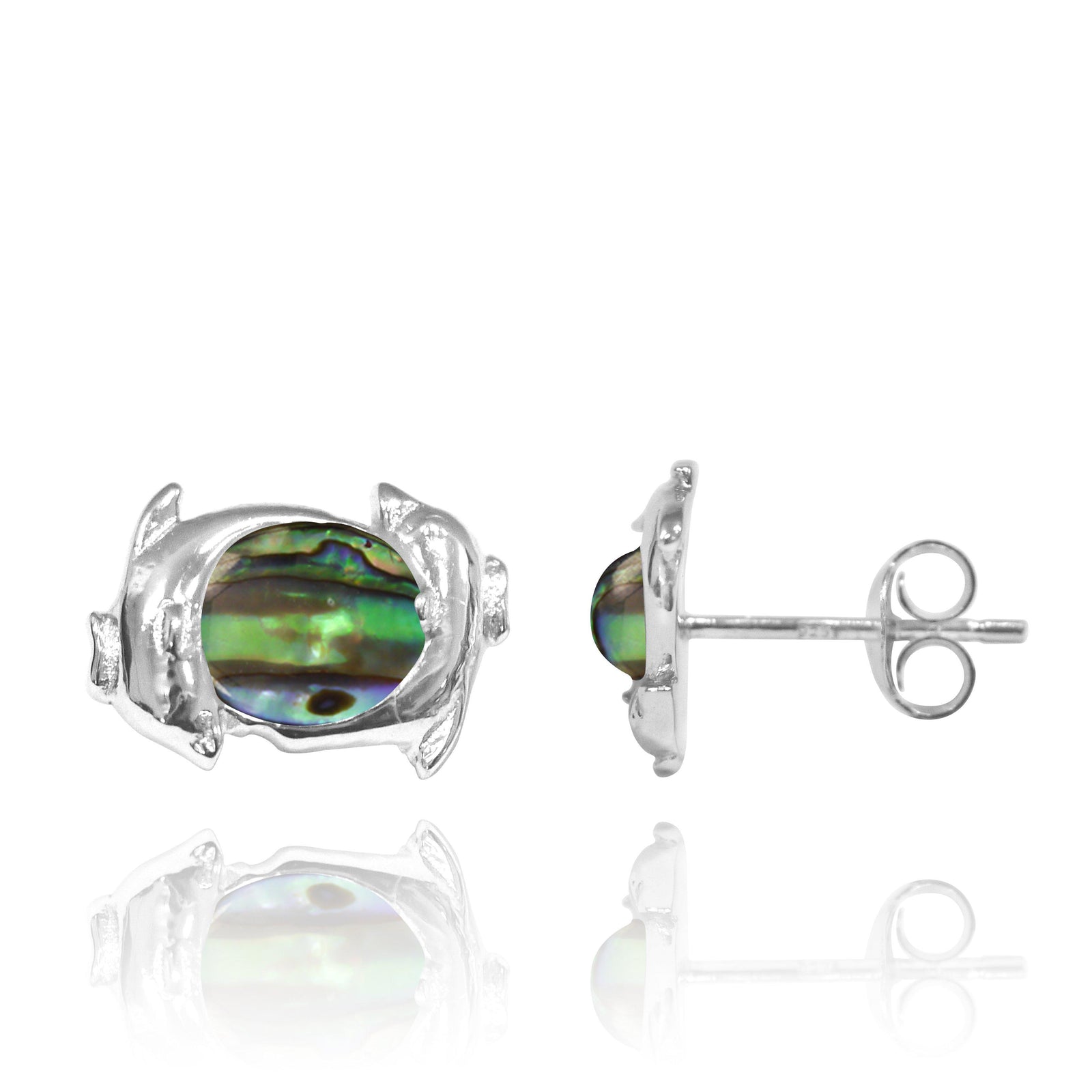 Dolphin Stud Earrings with Abalone Shell
