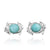 Sterling Silver Twin Dolphin Stud Earrings with Round Larimar Stone