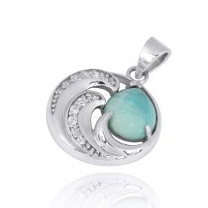 Waves Pendant Necklace with Larimar