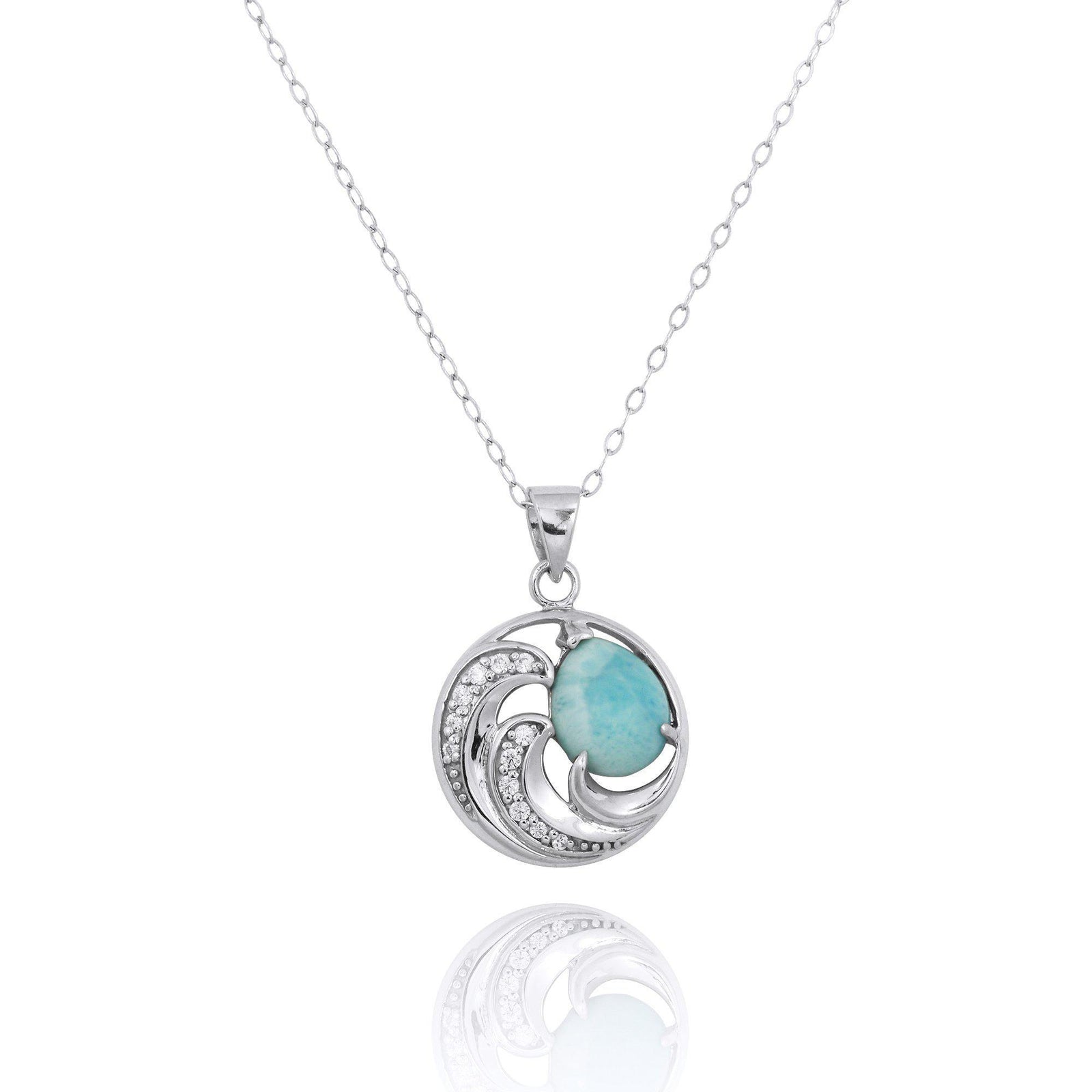 Waves Pendant Necklace with Larimar